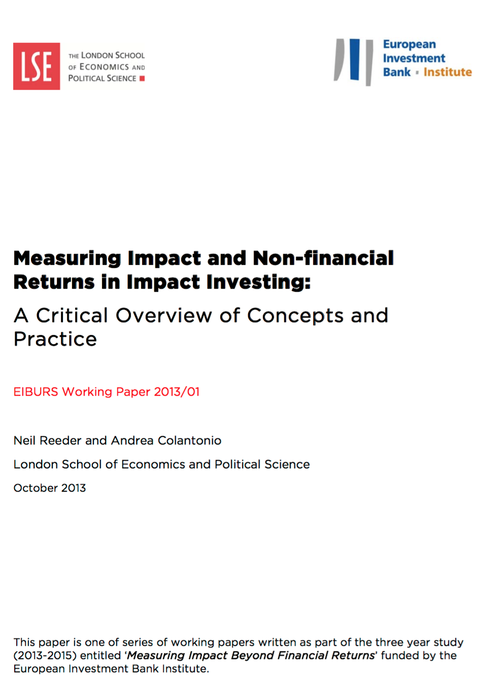 Measuring Impact and Non-financial Returns in Impact Investing