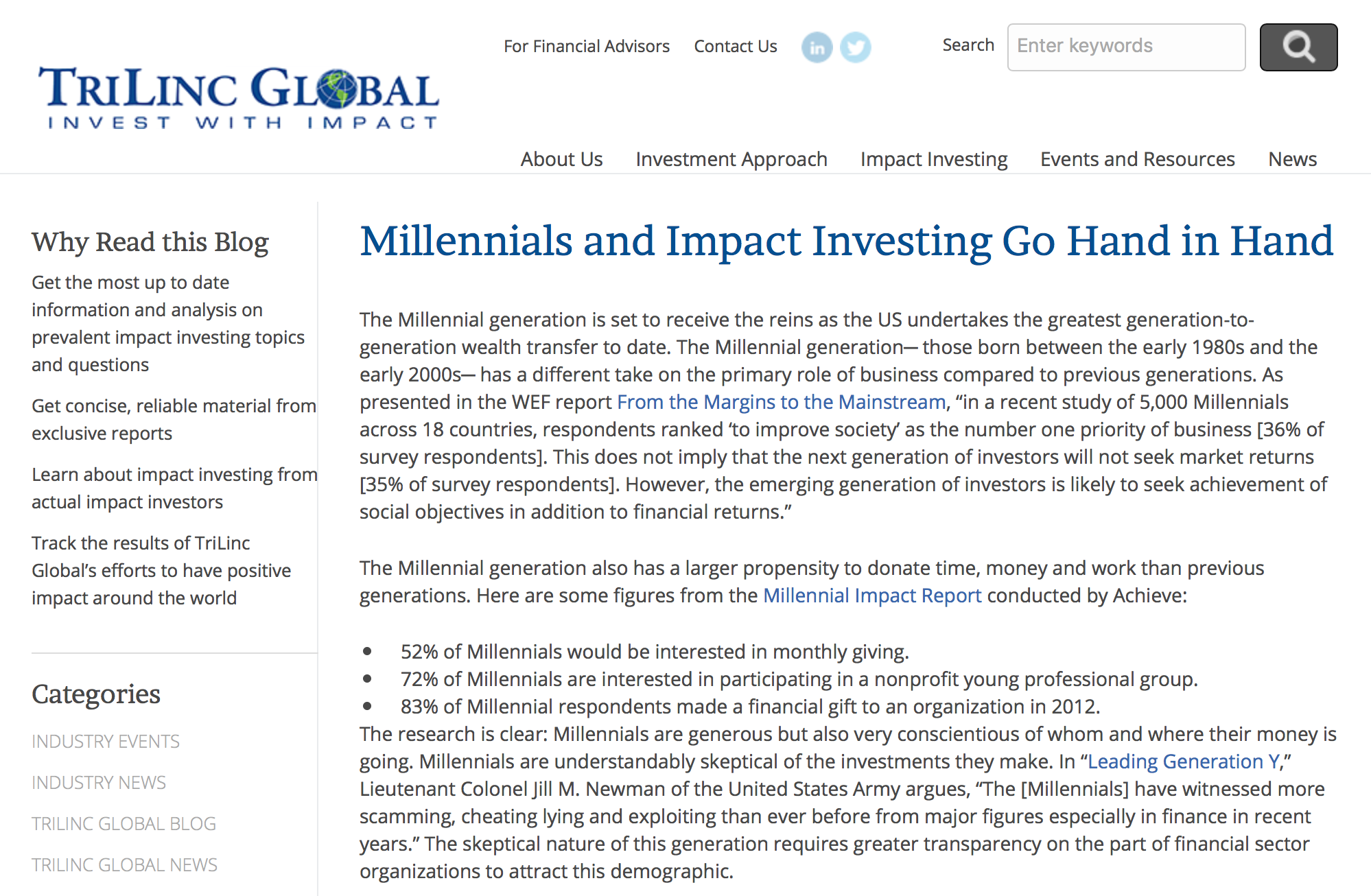 Millennials and Impact Investing Go Hand in Hand
