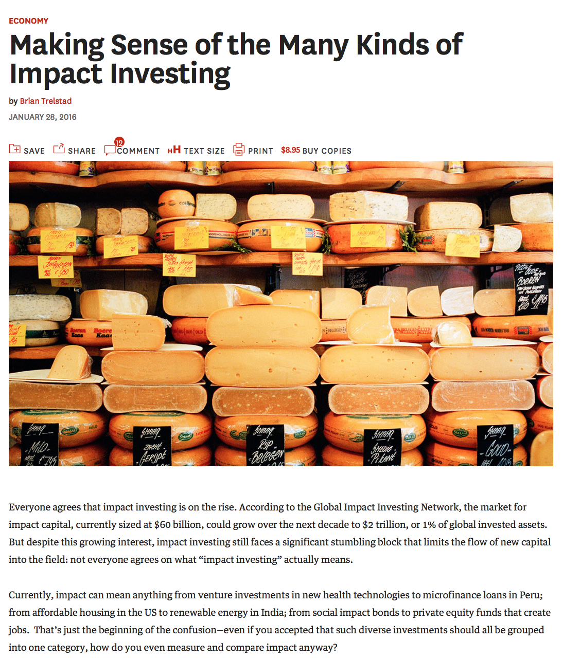 Making Sense of the Many Kinds of Impact Investing